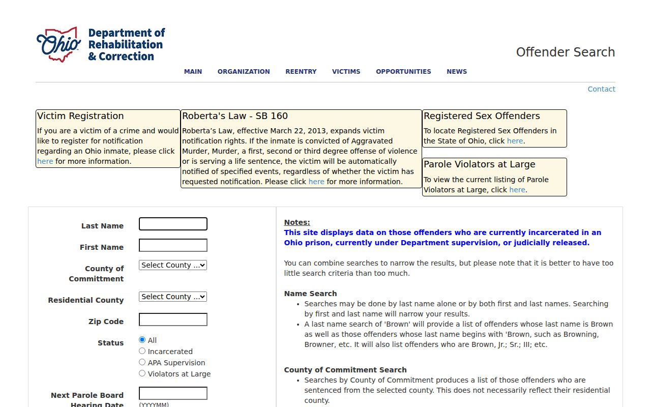 Gahanna residents directory Ohio offender search page