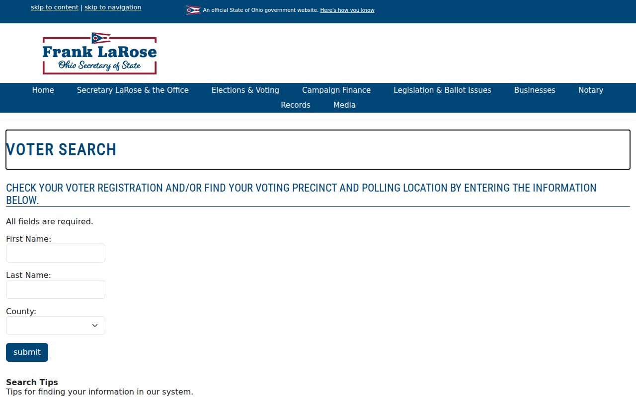 Gahanna residents directory Ohio voter lookup form