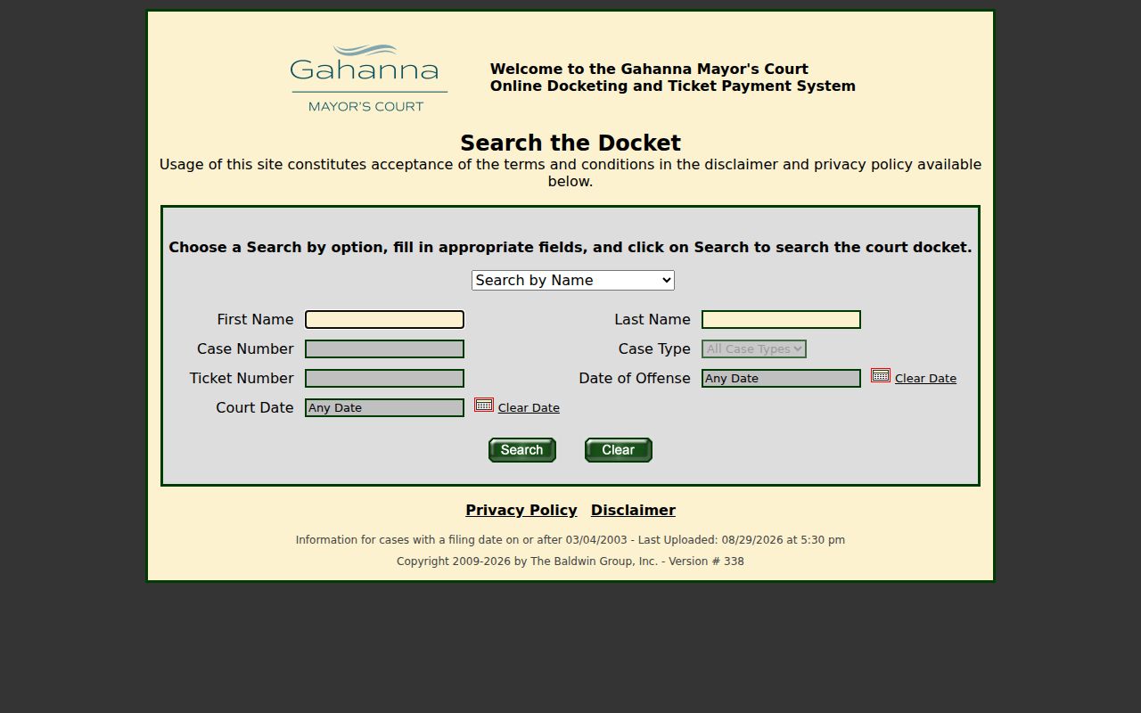 Gahanna resident lookup Mayor's Court docket search