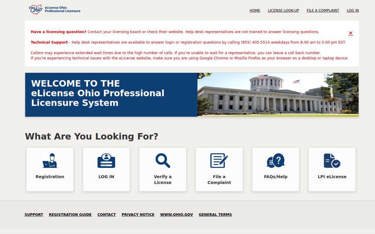 Gahanna resident lookup Ohio eLicense verification portal