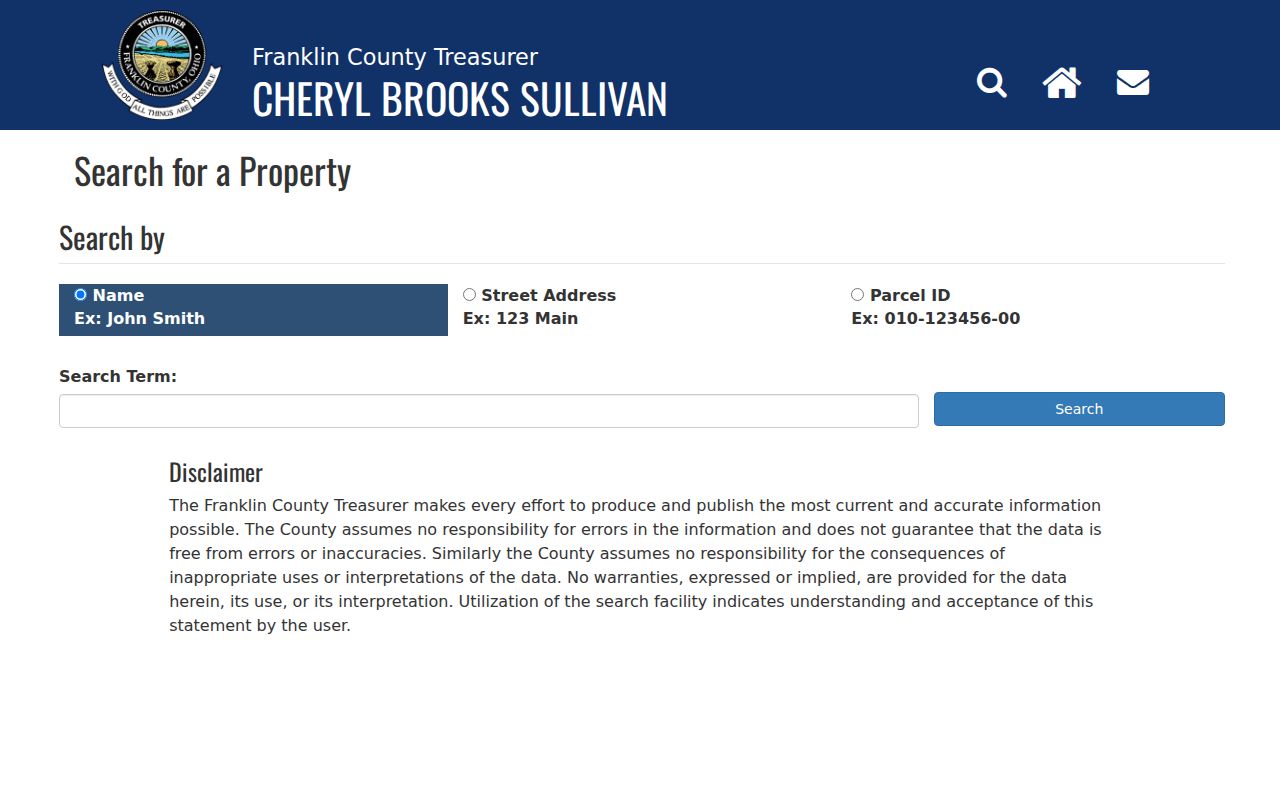 Gahanna street directory Franklin County Treasurer property search