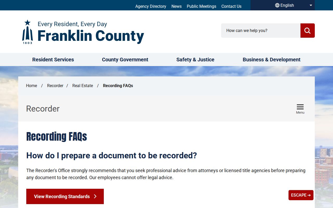 Gahanna street directory Recorder address search guidance